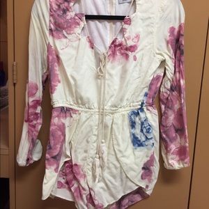 Long-sleeve Floral Romper